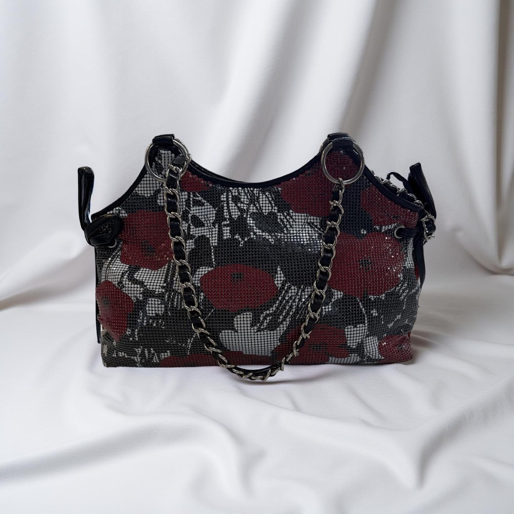 Whiting & Davis Black and Red Shoulder Bag.